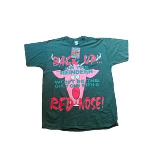 Vintage Freeze Green T Shirt Back off Reindeer Rudolph Red Nose Men's Large NWT